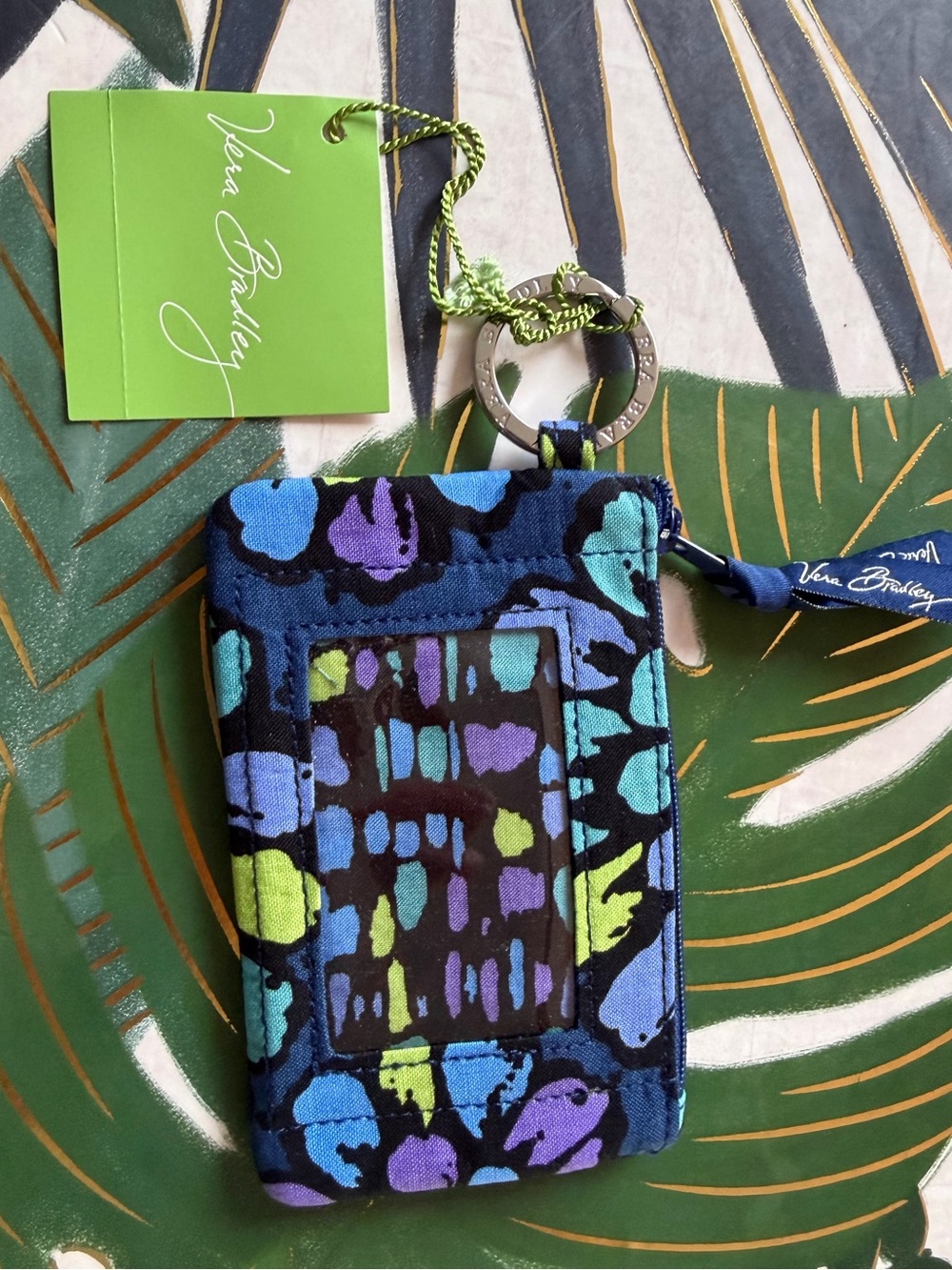 Vera Bradley Zip ID Case Keychain Indigo Pop NWT Retired 2010